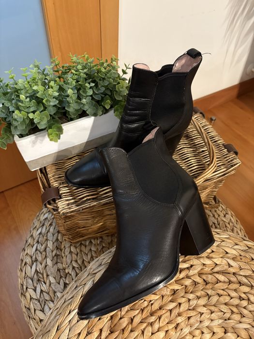 Botins Zara em pele genuina