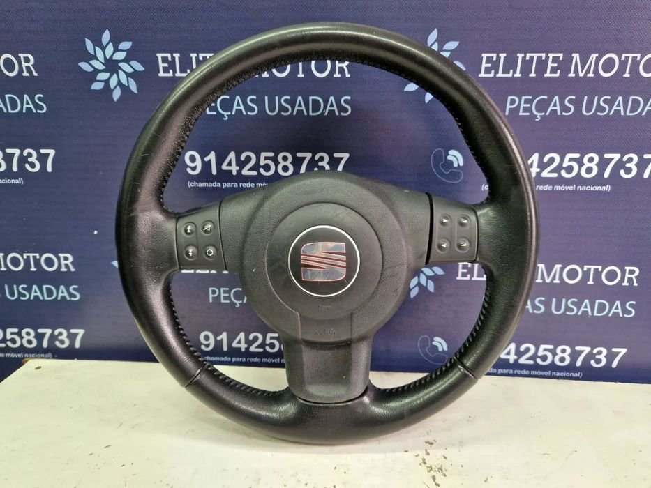 Volante usado pele com airbag SEAT LEON 1P multifunções ALTEA