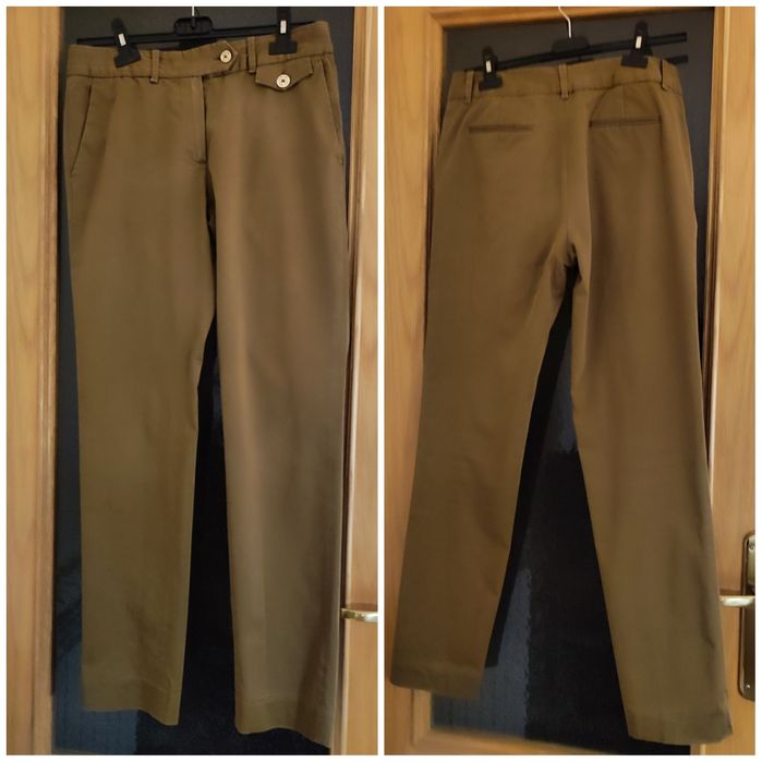 Calças Massimo Dutti  e camisa às riscas, com oferta gabardina e lenço