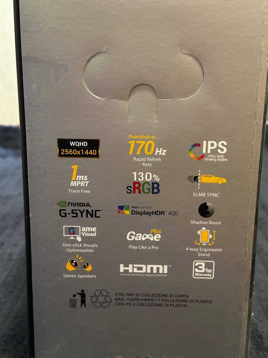 Монітор ASUS TUF Gaming VG27AQL1A – 27”, WQHD, 170 Гц, IPS