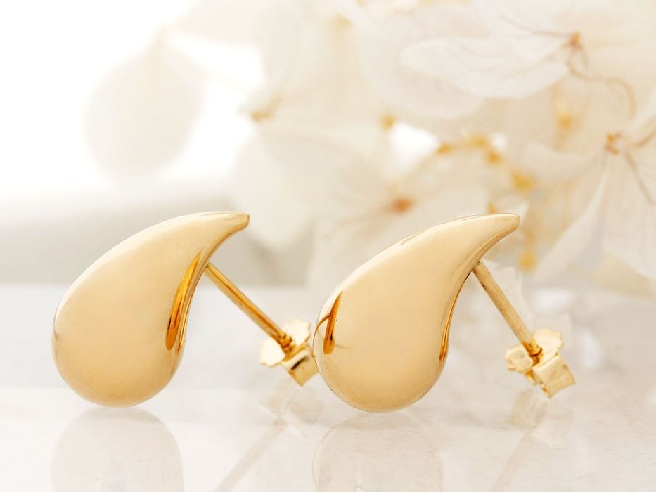 Złote kolczyki nowoczesne krople PR 585