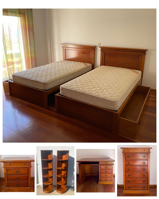 Quarto Completo de 2 camas em Madeira de Cerejeira