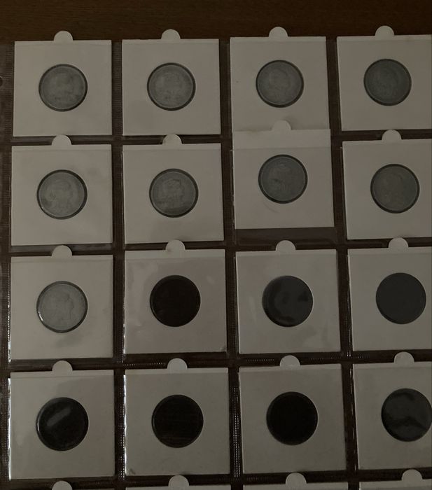 Duas séries completas de 50 centavos de alpaca e bronze