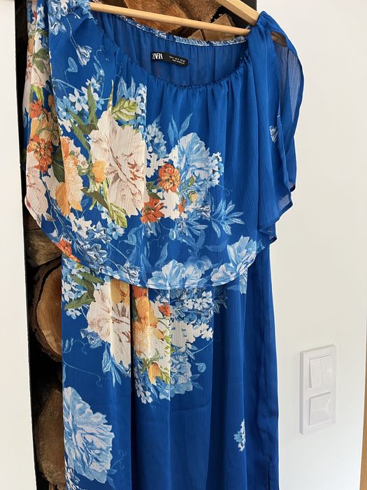 Dluga sukienka niebieska firmy zara rozmiar s