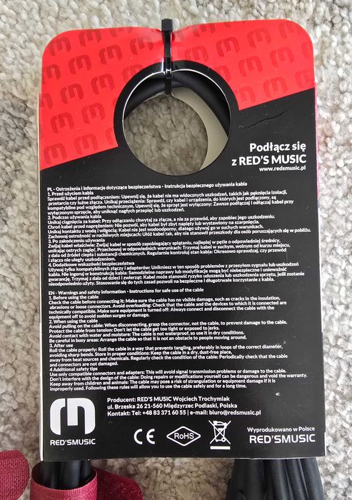 Kable Do Monitorów Studyjnych Red's Music - XLR F / XLR M - Standad