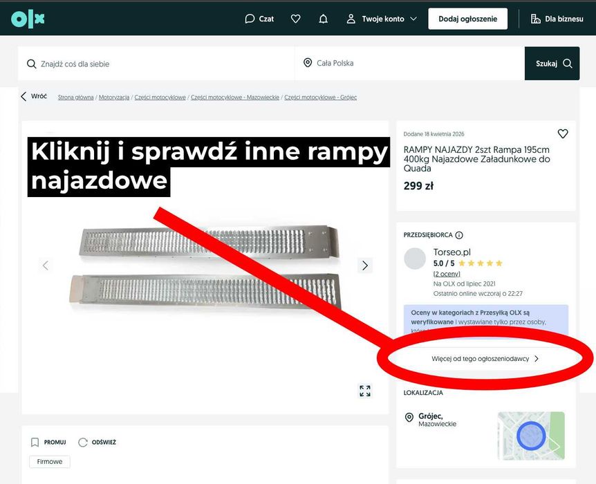 Rampy najazdowe 200cm 700kg POLSKIE stalowe do quada traktorka najazdy