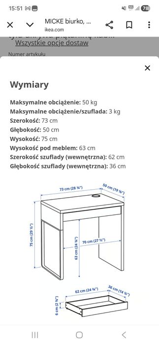 Biurko Micke IKEA stan idealny, jak nowe