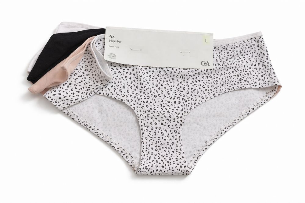 Набір трусиків-хіпстерів C&A з високою посадкою, 4 шт, L  ,95% бавовна