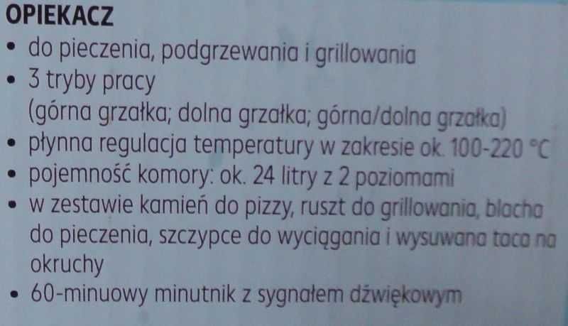 Piekarnik Elektryczny Opiekacz 24 litry 1400 Watt