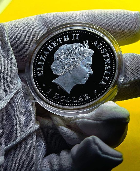 УНЦІЯ СРІБЛА. 1$ Мельбрун. Пруф. Сертифікат. Проба 999