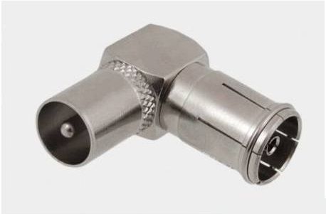 Adapter metalowy Wtyk Gniazdo TV kątowy