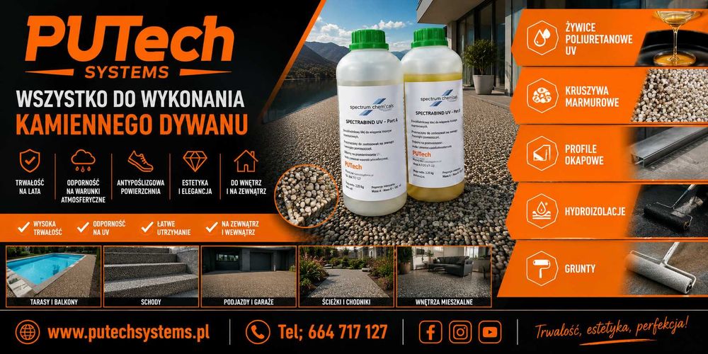 Kamienny dywan I Wszystko do Kamiennego Dywanu | Żywice UV | Kruszywa | Hydroizolacje I Profile okapowe