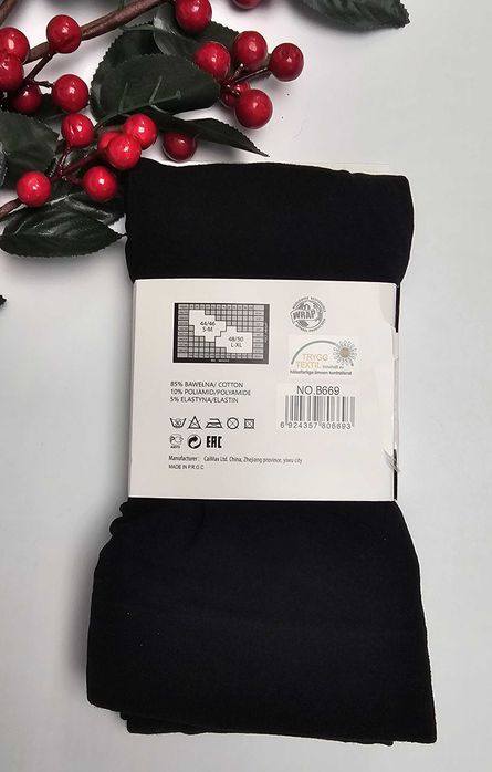 Czarne bawełniane rajstopy damskie kryjące cotton rozmiar S