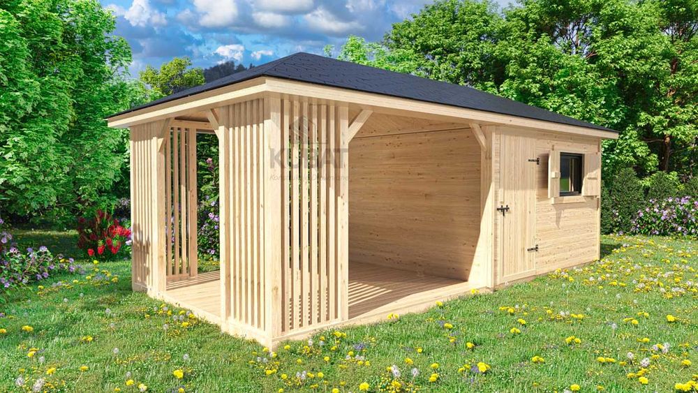 Domek ogrodowy z altanka 3x6 | domek narzedziowy z altanka| altana