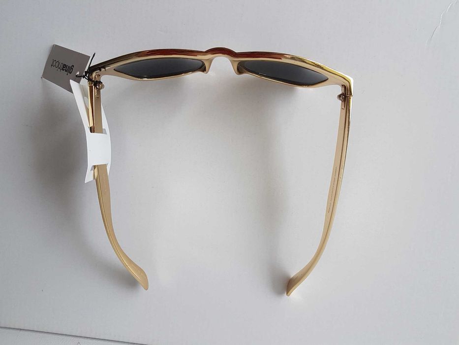 Nowe okulary przeciwsłoneczne złote NERDY Gina Tricot UV400
