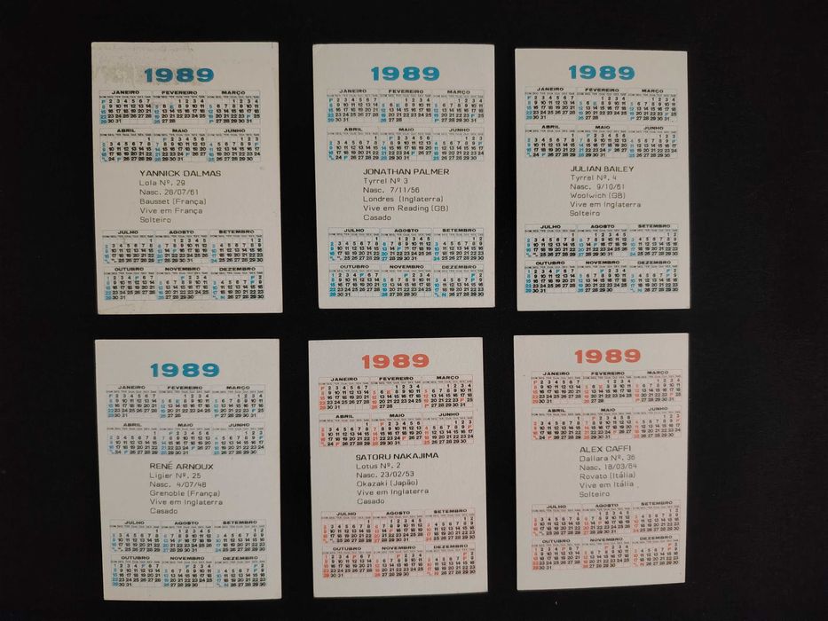 Fórmula 1 - calendários 1989
