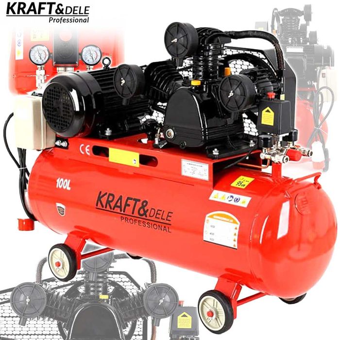 KRAFT&DELE Kompresor Olejowy Sprężarka 100l 4,1kw/5,6km 400V KD405