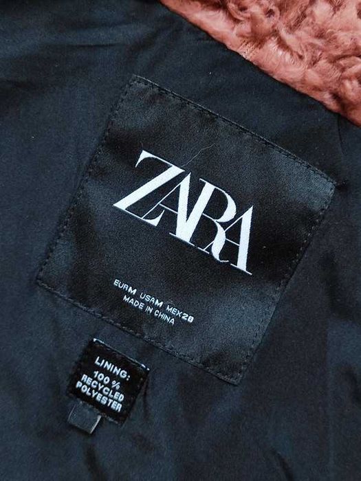 Płaszcz płaszczyk Zara oversize 38 M miś Teddy różowy róż misiek