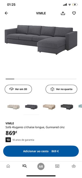 Sofá Vimle 4 lugares com chaise long