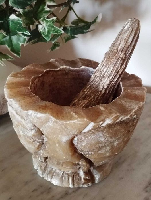 Almofariz e Pilão Alabastro Farmácia Chinês