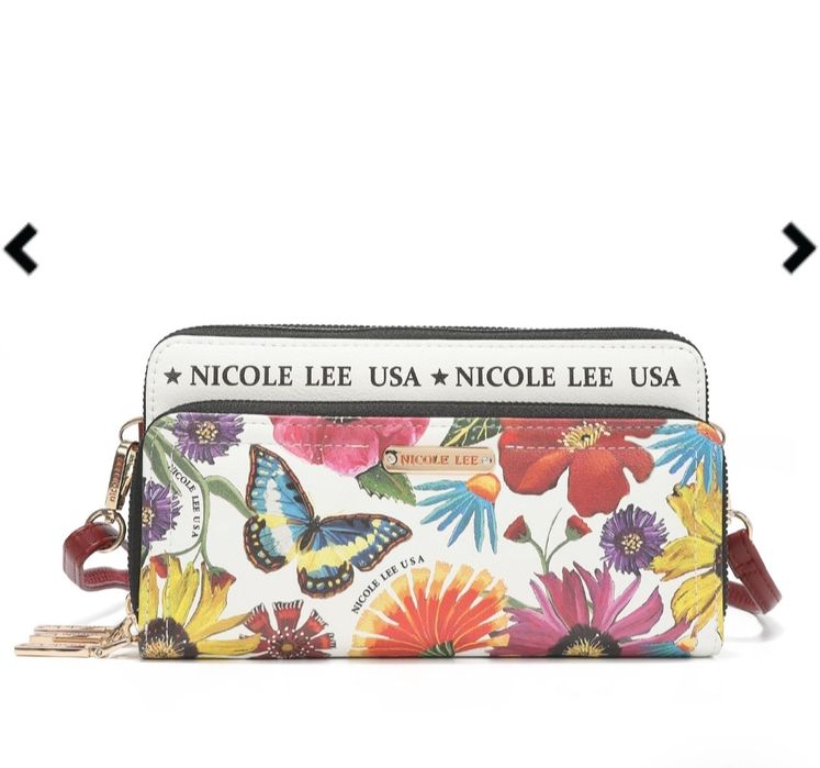 Butter flower white crossbody wallet, nowy portfel Nicole Lee