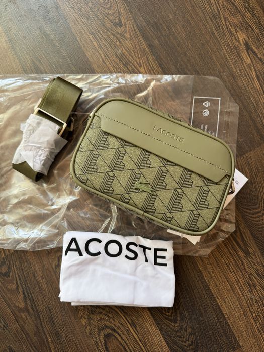 100% ОРИГИНАЛ Lacoste monogram crossbody castlerock мужская хаки сумка