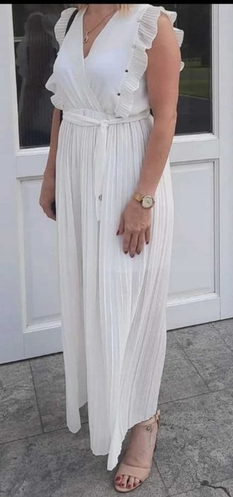 Długi kombinezon plisowany