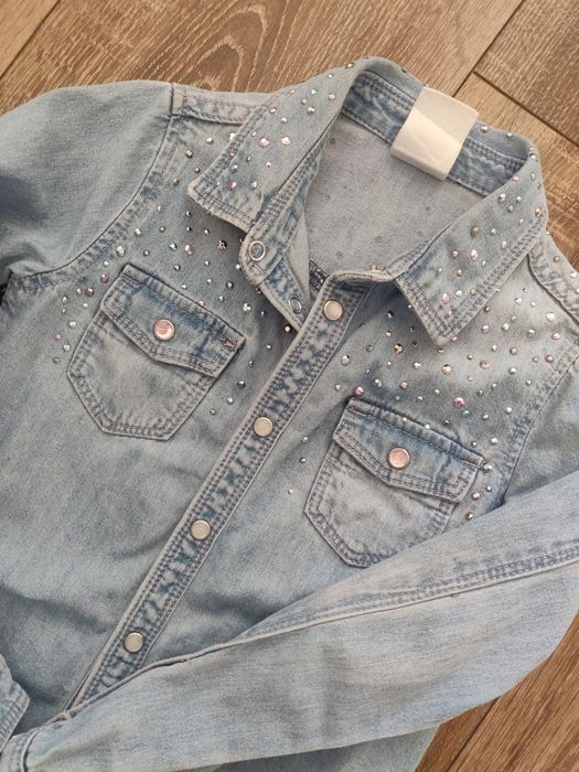 Джинсовая рубашка в камнях. Рост 110. Возраст 4-5 лет