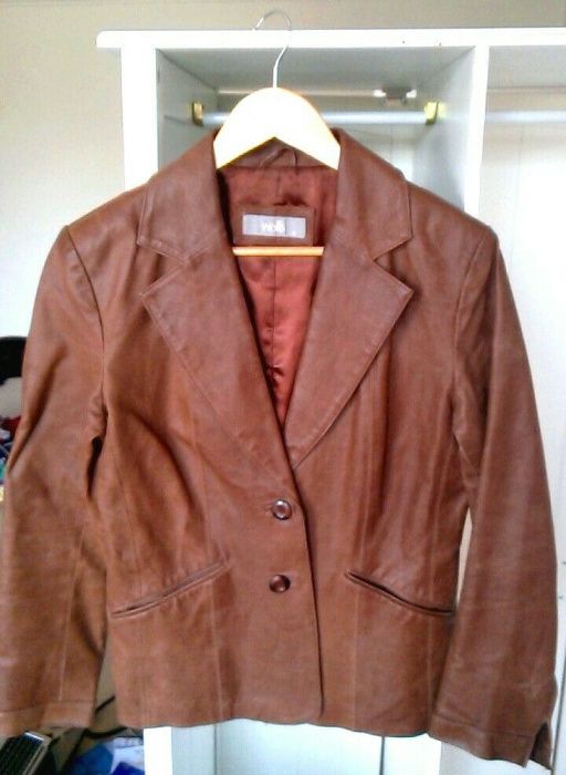 Kurtka żakiet marynarka skóra naturalna skórzana brązowa rozmiar 40 L