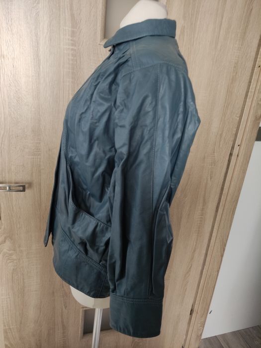 Kurtka skórzana - skóra naturalna Vintage Niebieska w rozm 44 /46 /48