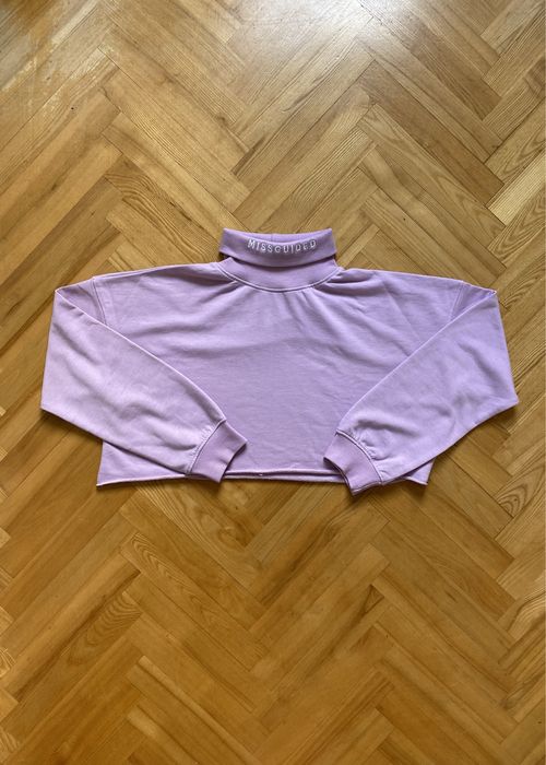 krótka fioletowa bluza z golfem Missguided