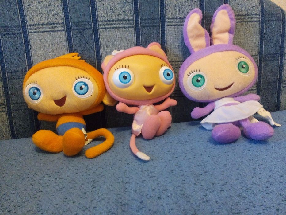 Колекція іграшок зайчик, мавпа, киця, механічні мякі і на батарейках