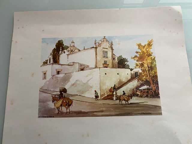 Igreja de Sant'Ana - Albufeira - Litografia de Júlio Amado