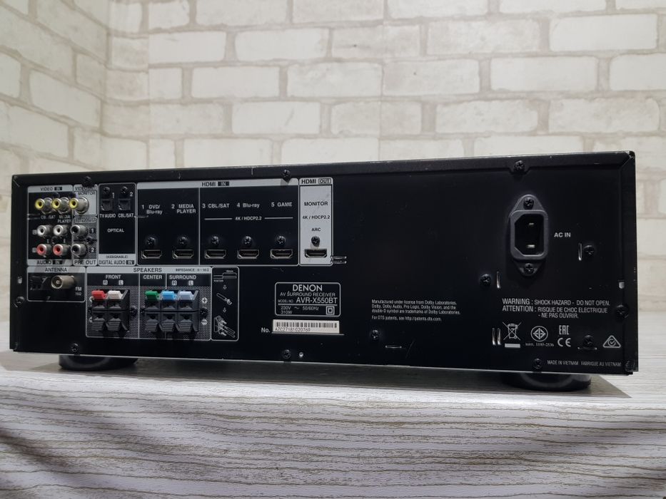 5.2 AV ресивер DENON AVR-X550BT, *5x90 Вт, HDMI, USB, Bluetooth, б/у