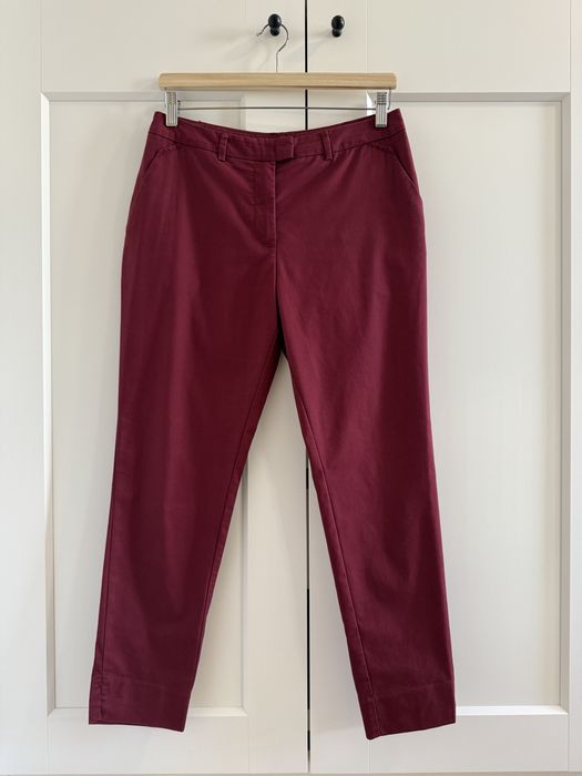 Bordowe burgundowe cygaretki chinosy o prostym kroju H&M 38 M