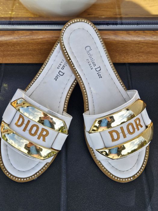 Klapki Białe Logowane Dior 39
