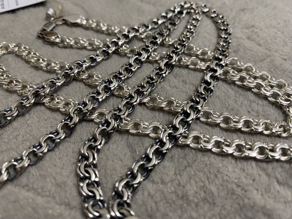 Серебрянные цепочки 925 проби плетение  Бисмарк 55,60,65см,ширина 6мм