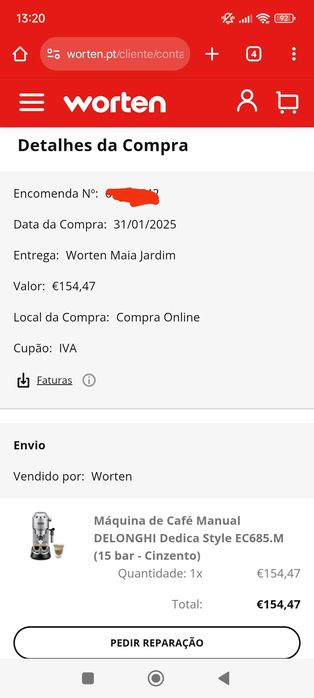 Máquina de café Delonghi Dedica + acessórios