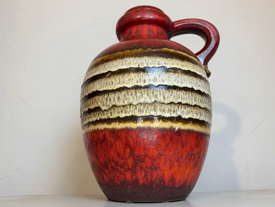 Czerwono-biały ceramiczny wazon Scheurich 486-48. Fat Lava