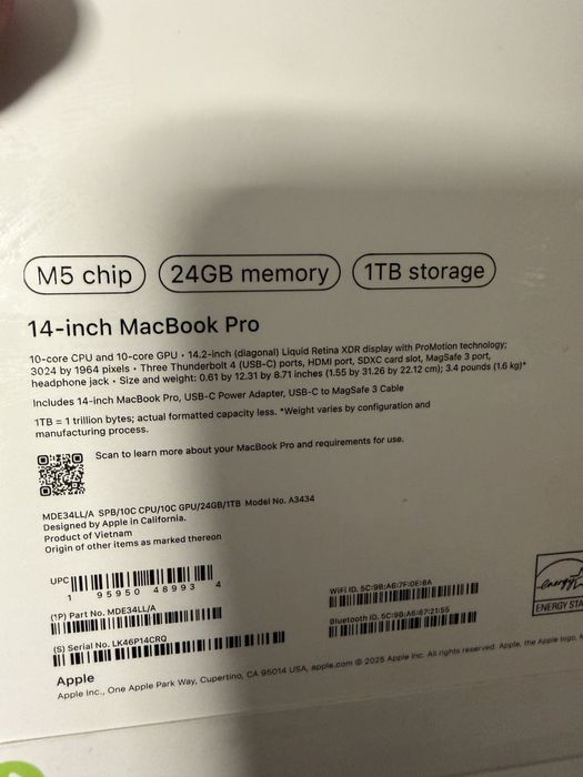 Apple MacBook Pro 14" Space Black M5 24/1TB 10CPU 10GPU (MDE34)