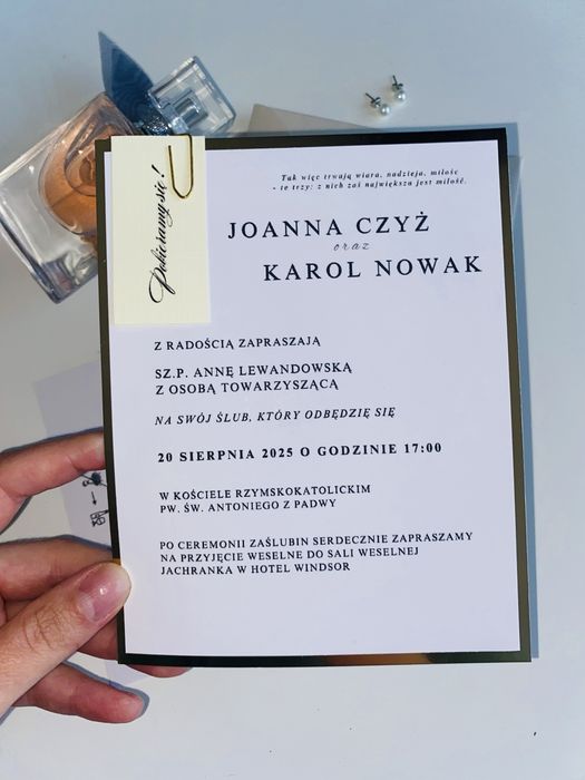 Zaproszenie ślubne ze złotą ramką