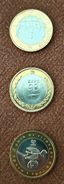 3 moedas de 200 escudos bimetálicas comemorativas