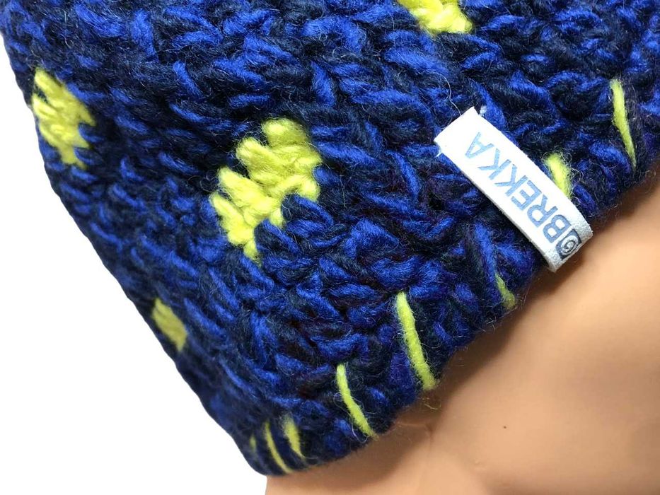 CG32 Mega Ciepła Dziecięca Czapka Brekka Wełna ZIMA Pompon HANDMADE