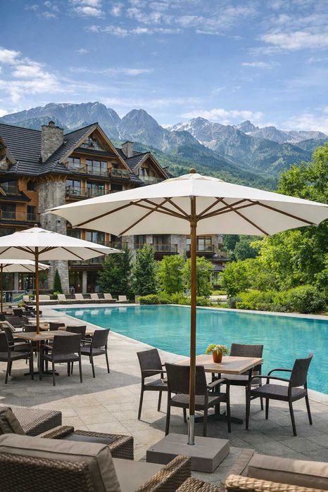 Parasol ogrodowy drewniany średnica 4 m kolor mleczny-Solo