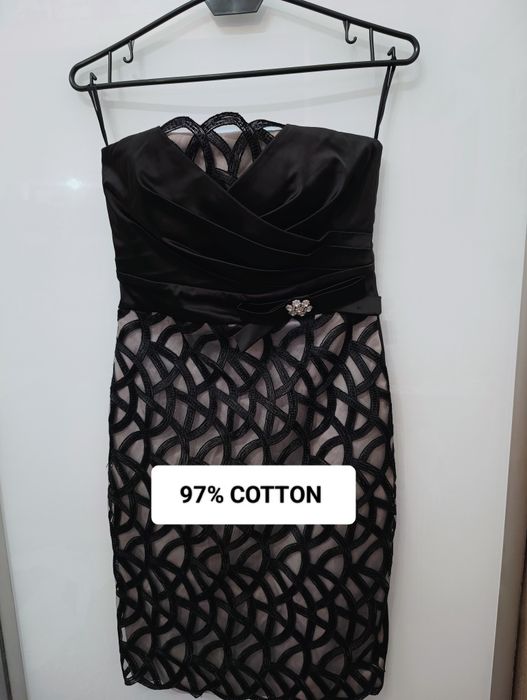 Sukienka 36 S czarna elegancka sylwester wesele koronka ażurowa haft