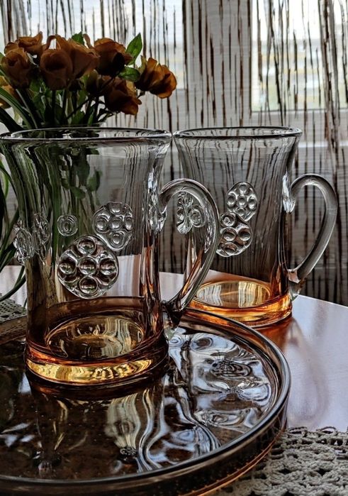 Чашка соусник бокалы графин фарфор цветное стекло посуд подарок  декор