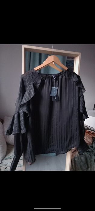 Koszula bluzka przeźroczysta, czarna new Look S 36