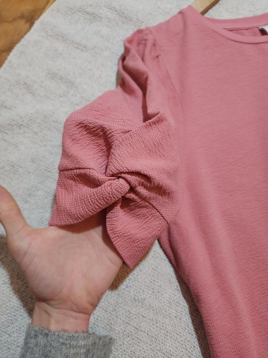 Bawełniana różowa bluzka z krótkim rękawem  Plus Size