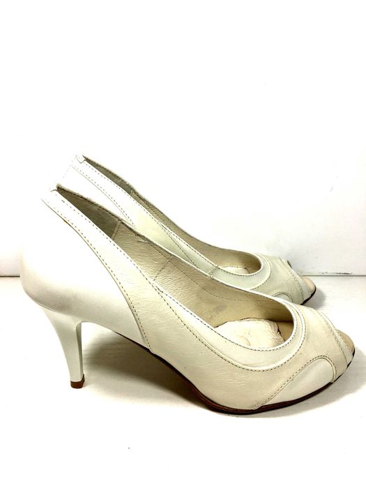 Damskie Beżowe Czółenka Skórzane Szpilka Wolny palec 35