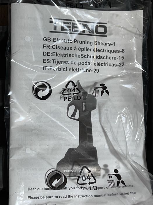 Tesoura de Podar Elétrica TEENO CD601 (Nova) + 2 Baterias Lithium